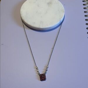 Elegant hematite July birthday Necklace with Red Gemstone